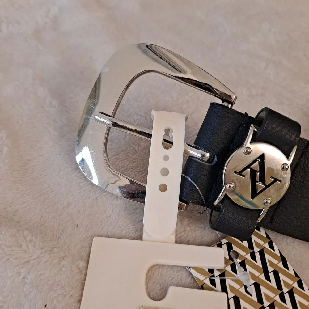 Adrienne Vittadini Studio Women's 2X AV Logo Belt Faux Leather Fashion Accessory